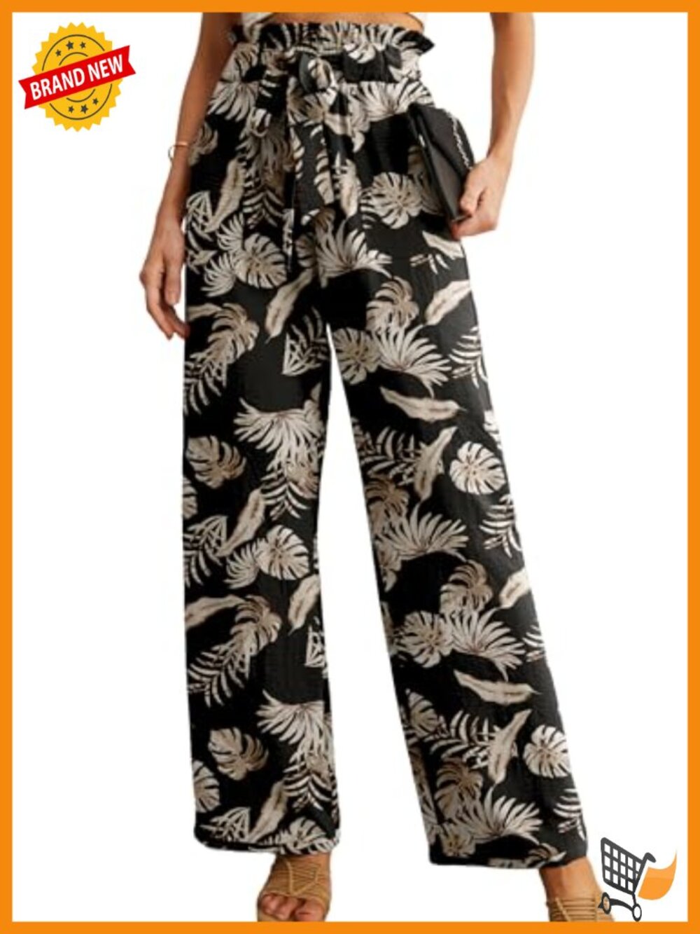 High Waist Wide Leg Palazzo Pants with Adjustable Tie Knot & Pockets